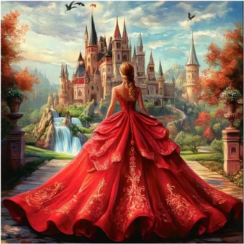 Набор для вышивки крестом JOZYSH "Рубиновый закат" 14CT, 40x40 см, канва Аида с нанесенным рисунком