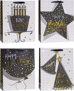 Zestaw torebek prezentowych Rozette Lux ze wzorem świątecznym 32.5 x 26 x 4.1 cm 12 szt (5907354136681)