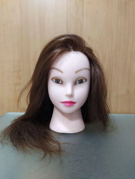 Учебная голова-манекен YRE KKK 90% натуральные волосы, коричневая