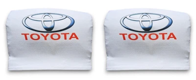 Чехол на подголовник Avtoaks белый с цветным логотипом Toyota 2 шт.