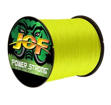 Шнур рыболовный плетёный четырёхжильный JOF Power Strong ×4 300 м 1.0# 0.16 мм 20 lb 9.07 kg yellow