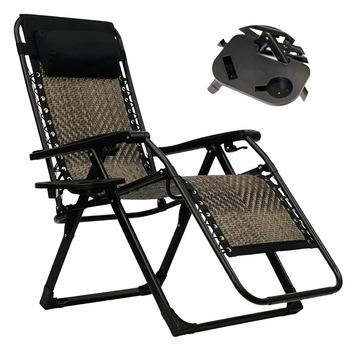 Раскладное кресло шезлонг LEOBRO Zero Gravity Premium Grey Rattan (LB-ZGC-G2-RG)