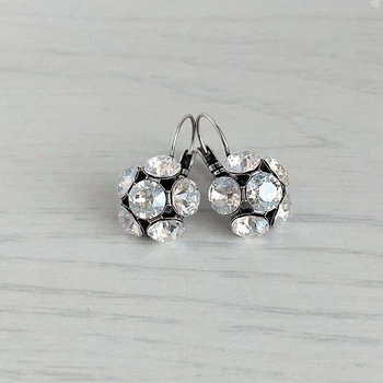 Cерьги Hand Made винтажные с кристаллами Swarovski оттенка белого шампанского Crystal Moonlight
