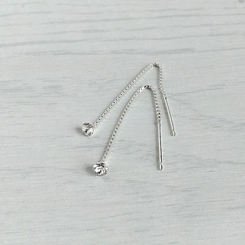 Серьги-протяжки Hand Made с прозрачными круглыми кристаллами Swarovski цвета Crystal