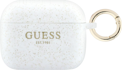 Etui Guess Silicone Glitter Ring do Apple AirPods Pro 3 White (GUAP3SGGEH)
