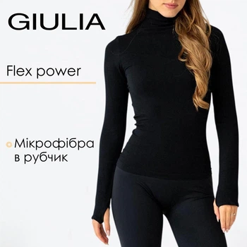 Женская водолазка в рубчик Giulia FLEX LONGSLEEVE POWER S/M Black, эластичный лонгслив