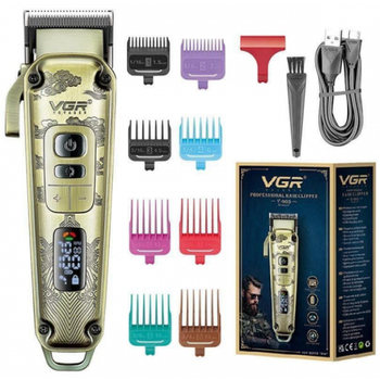 Машинка для стрижки волос и бороды VGR V-005 + 8 насадок