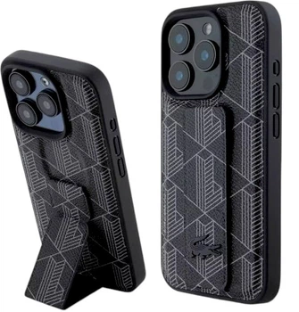Etui Lacoste do iPhone 15 Pro Grip Stand Mono Black (LCHCP15LGSPBSK)