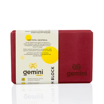 Блок для йоги Gemini Eva Pro 180г 23х15х7,5см (Бордовий) Burgundy GBK-1010