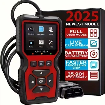 Автомобильный диагностический сканер OBD2/EOBD/CAN — профессиональный универсальный считыватель ошибок двигателя с потоковыми данными в реальном времени, красный