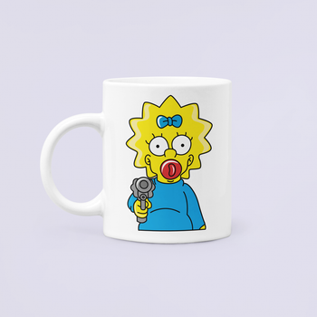 Чашка керамическая кружка с принтом Мэгги Симпсон Maggie Simpson Руки вверх Белая 330 мл
