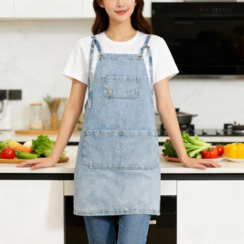 Фартух джинсовий AP60 Denim Jeans з нагрудником, розмір 67см х 86см