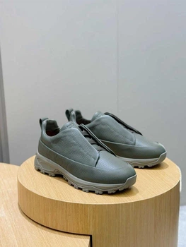 Мужские демисезонные кроссовки Zegna оливково-серого цвета 45 р (29.2 см)
