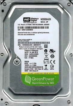 Накопичувач HDD Western Digital для ПК SATA 500GB WD AV-GP 5400rpm 16MB