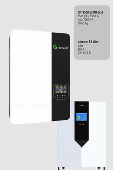Комплект резервного живлення 3.5кВт Growatt SPF3500ES Off-Grid + настінний АКБ UFO UApower LifePO4 9.6 кВт-год (GSPF3500ES-UFO9.6 kWh)