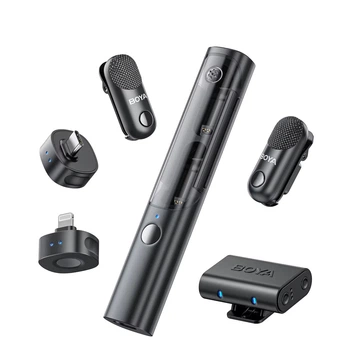 Микрофон 4в1 петличный накамерный настольный ручной Type-C Lightning Boya Magic 02