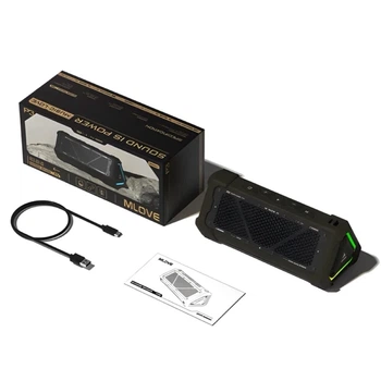 Портативная Bluetooth-колонка MLOVE P3, 40Вт, IP67, RGB-подсветка, Bluetooth 5.3, microSD, чёрная