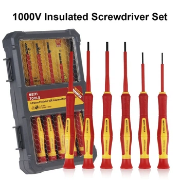Набор отверток Meiyi Tools диэлектрических прецизионных изолированных до 1000 V 6 шт Красный (28394)