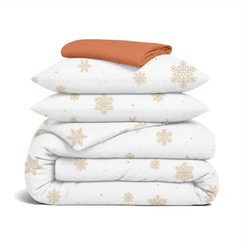 Комплект постельного белья Cosas SNOWFLAKES GOLD Двухспальный Фланель 180x220 см (4822052479377)