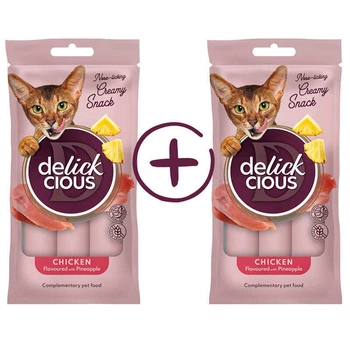 Delickcious Chicken Flavoured with Pineapple - Кремовые лакомства с курицей и ананасом для котов 1+1(4 шт. х 15 гр) (4820269148017)
