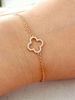 Позолочений браслет "Конюшина" 17см-21.5см позолота (10478)