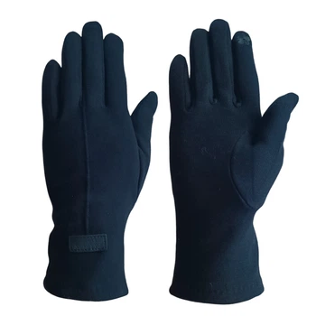 Рукавички жіночі трикотажні бавовна на штучному хутрі чорні Silk 7245_7,5