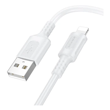 USB кабель Borofone BX111 Feliz Apple iPhone SE 2022 / iPhone 14 Pro Max / iPhone 14 Plus / iPhone 14 Pro / iPhone 14 / iPhone 13 Pro / iPhone 13 Mini / iPhone 13 / iPhone 13 Pro Max / iPhone 12 Mini / iPhone 12 Pro Max, Lightning, 1.0 м., Білий - 495902