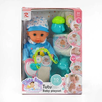 Пупс Tutu Baby playset музыкальный чип звуки и фразы закрывает глаза, аксессуары, 9562