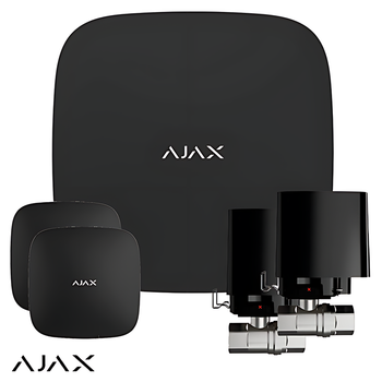 Система защиты от протечек Ajax Hub 2 (2G) Black (2 датчика, 2 крана 3/4") (Hub2Black/2G/2LP/2WaterStop20)