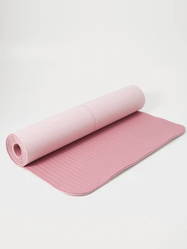 Килимок для йоги, фітнесу, двосторонній, нековзкий Feel Fit 183х61 см, 6 мм Рожевий