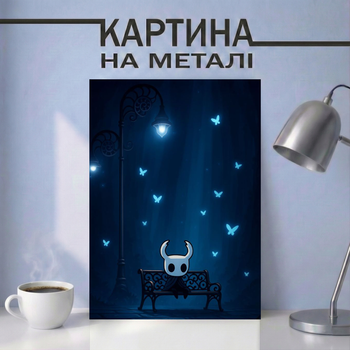 Картина на металле 21х30 (А4) Hollow Knight — с персонажем Knight, уникальный подарок