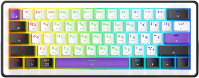 Клавіатура бездротова Hator Hellyberry HK60 Mechanical Linear RGB Wireless/Bluetooth/USB White/Violet (HK60_wireless)