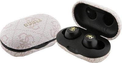 Słuchawki Guess 4G Bluetooth 5.0 Bezprzewodowe + Doc Station Różowe (3666339220860)