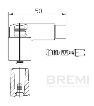 Накінечник дроту високовольтного Bremi (10206VW1)