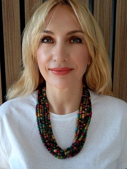 Намисто JN Handicraft етнічне з фарбованого дерева (№35-2)
