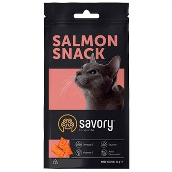 Savory Cats Snacks Pillows Gourmand with Salmon - Хрумкі ласощі-подушечки з лососем для дорослих вибагливих котів 60 г (4820232631454)