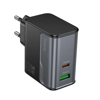 Мережевий зарядний пристрій Hoco CS74A Швидка зарядка PD45W+QC3.0 Black