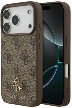 Etui plecki Guess 4G Small Classic Logo MagSafe do Apple iPhone 17 Pro Max Brown (3666339490638)