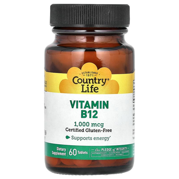 Витамин В12 Country Life "Vitamin B12" цианокобаламин, 1000 мкг (60 таблеток)