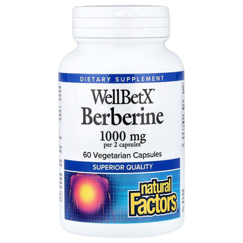 Берберин Natural Factors "WellBetX Berberine" барбарис для серцево-судинної системи, 500 мг (60 капсул)