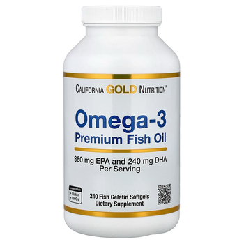 Риб'ячий жир California GOLD Nutrition "Omega-3 Premium Fish Oil" жирні кислоти омега-3 преміальної якості, 1100 мг (240 риб’ячих желатинових капсул)