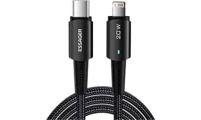 Кабель ESSAGER Sunset USB-C to Lightning PD 20W 3A 0.5m Black (EXCTL-CGB01)