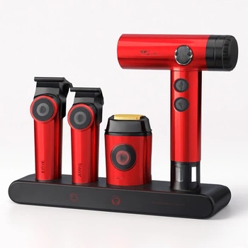 Набор VGR STEPLERSS RPO 4 IN 1 RED, триммер, стрижка, электробритва, фен