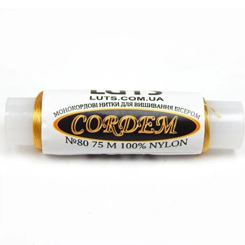 Нитки бісерні надміцні Cordem №80, котушка 75 м, золотистий