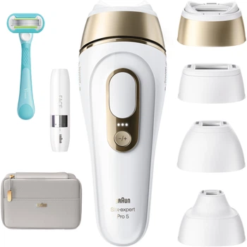 Фотоэпилятор Braun Silk Expert Pro 5 PL5412 + Триммер для лица + Бритва Gillette Venus Extra Smooth + Косметичка (8700216938006)