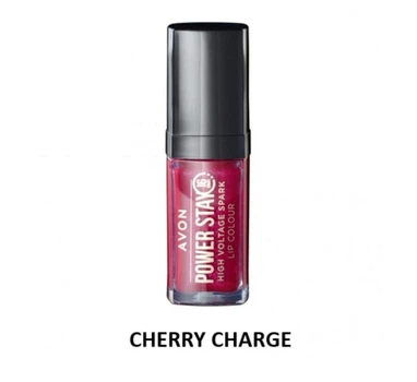 Рідка губна помада Avon СуперСтійкість з дрібними блискітками Power Stay High Voltage Spark Lip Colour Вишневий заряд Cherry Charge 7 мл