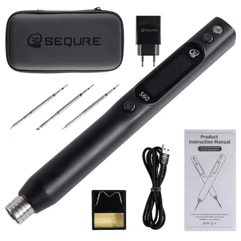 Паяльник SEQURE S60 Nano, совместимый с жалами C210, поддержка PD2.0/3.0, QC2.0/3.0, DC Max 12V, до 500°C