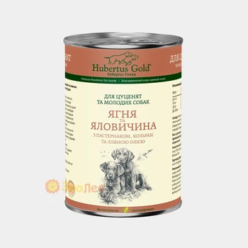 Консервированный корм Hubertus Gold для щенков и юниоров, ягненок и говядина, 400 г