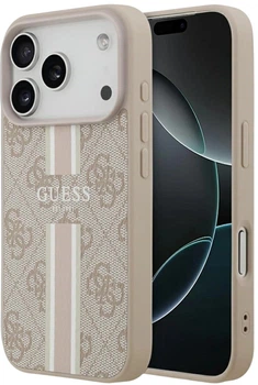 Панель Guess 4G Printed Stripes MagSafe для Apple iPhone 17 Pro Pink (3666339491468)