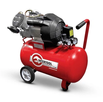 Компрессор 50 л, 3 кВт, 220 В, 8 атм, 420 л/мин, 2 цилиндра Intertool